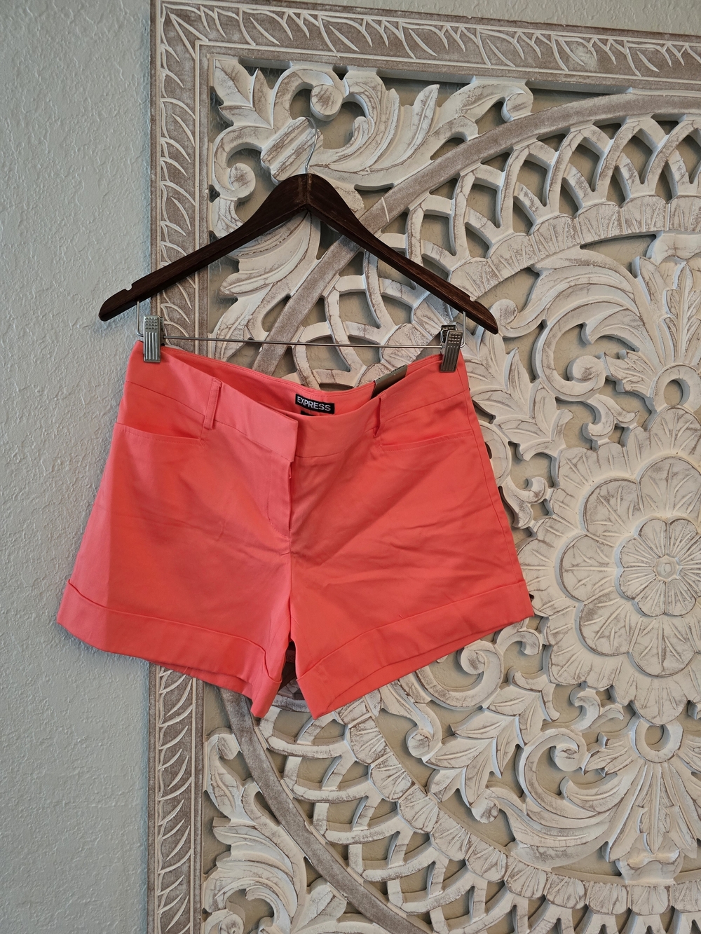 Express Coral Pink Cuffed Shorts